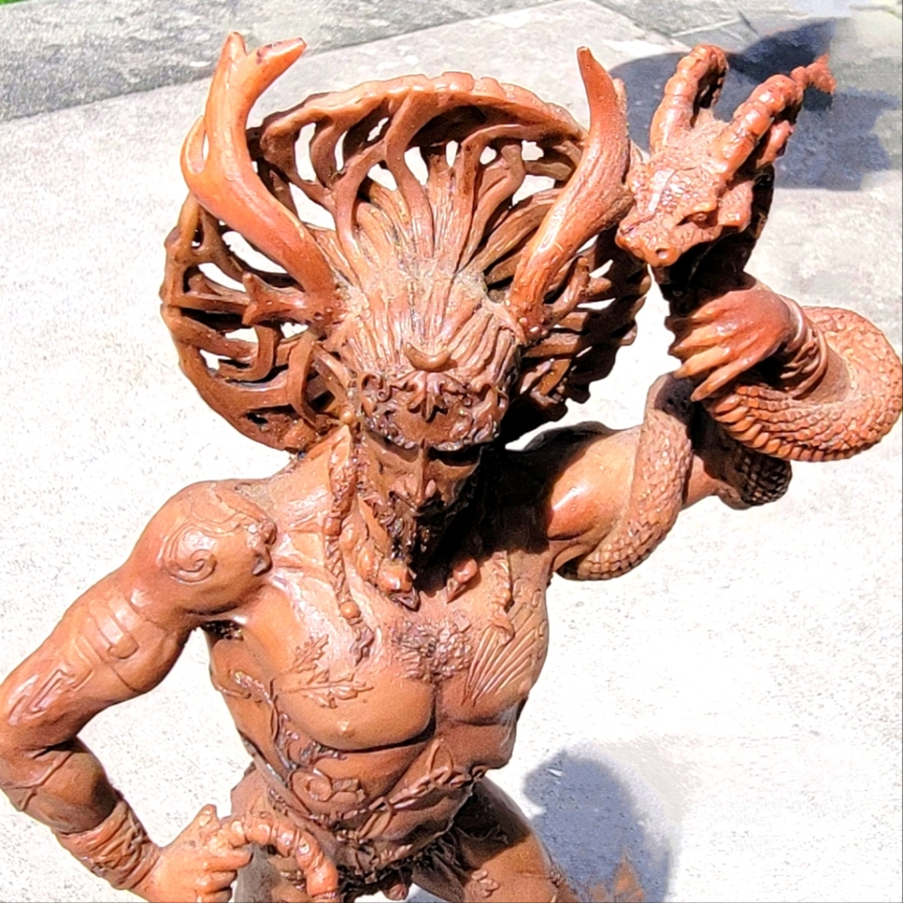The God CERNUNNOS 10"in height, 4" across, 10" length.  handcarved